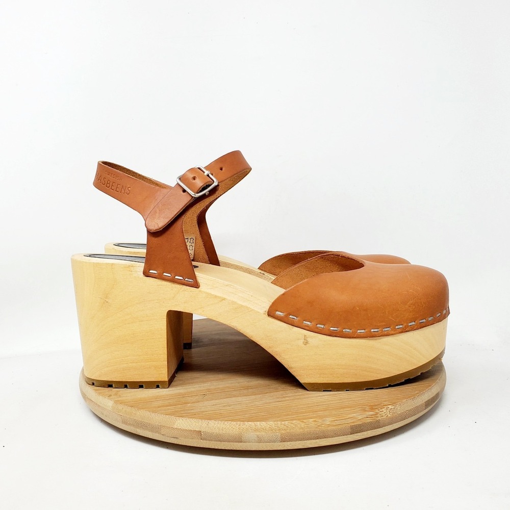 Swedish Hasbeens Krillan Clogs Womens 39 Brown Leather Anthropologie Shoes